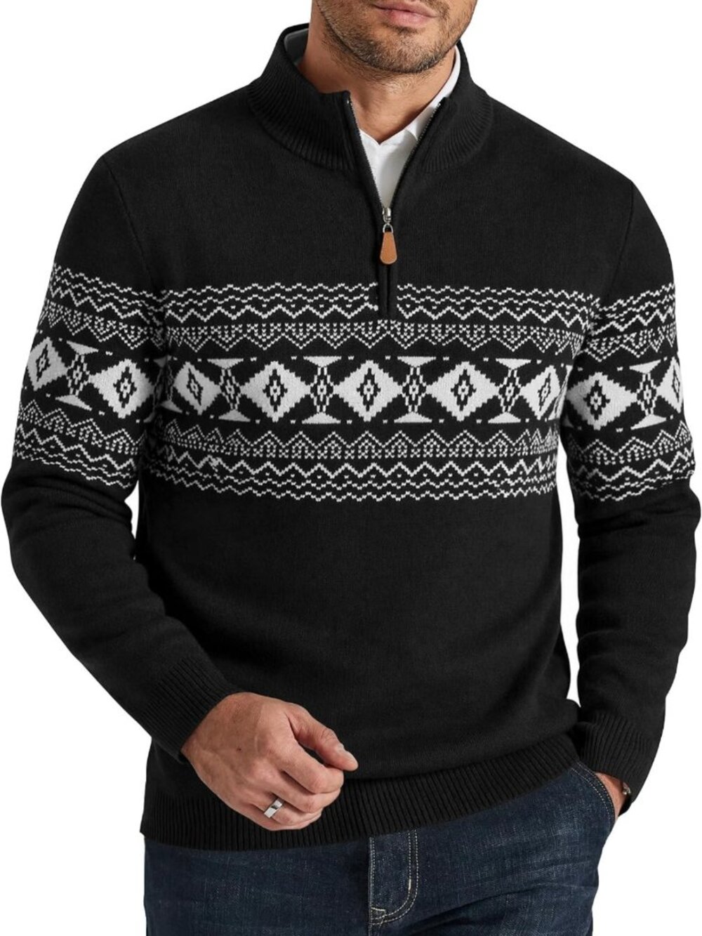 Stylish Men's Quarter Zip Pullover Sweater - Long Sleeve Dressy Top for Casual